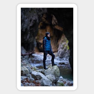 Teenager in a canyon Sticker